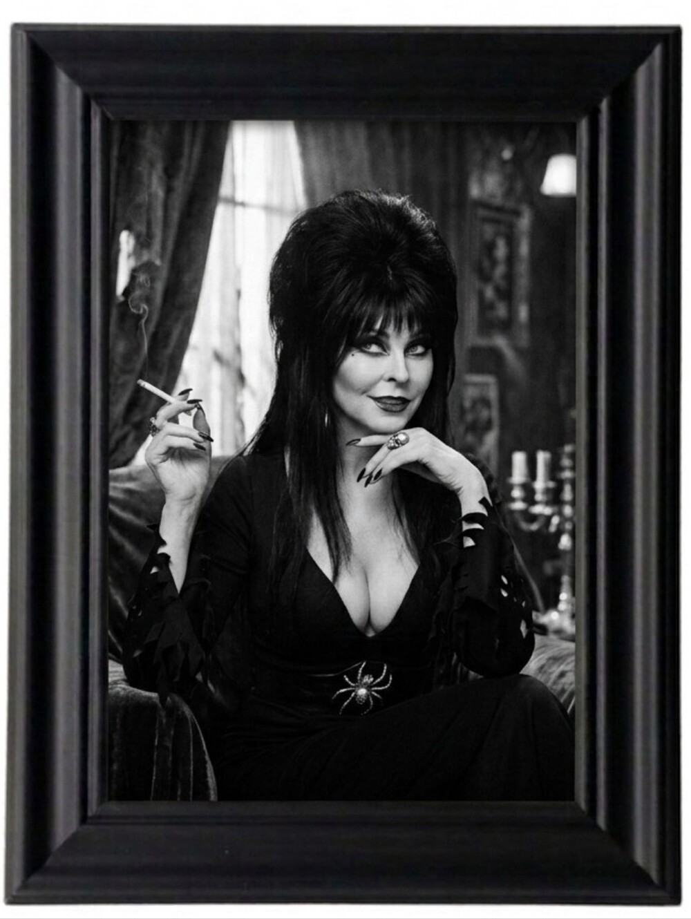 Elvira Horror Queen Cult Classic Gothic Punk Rock 80s 90s framed print Pin Up